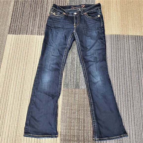 Seven7 Denim - Seven7 Women's Size 8 Blue Curvy Bootcut Dark Wash Cotton Blend Stretch Jeans